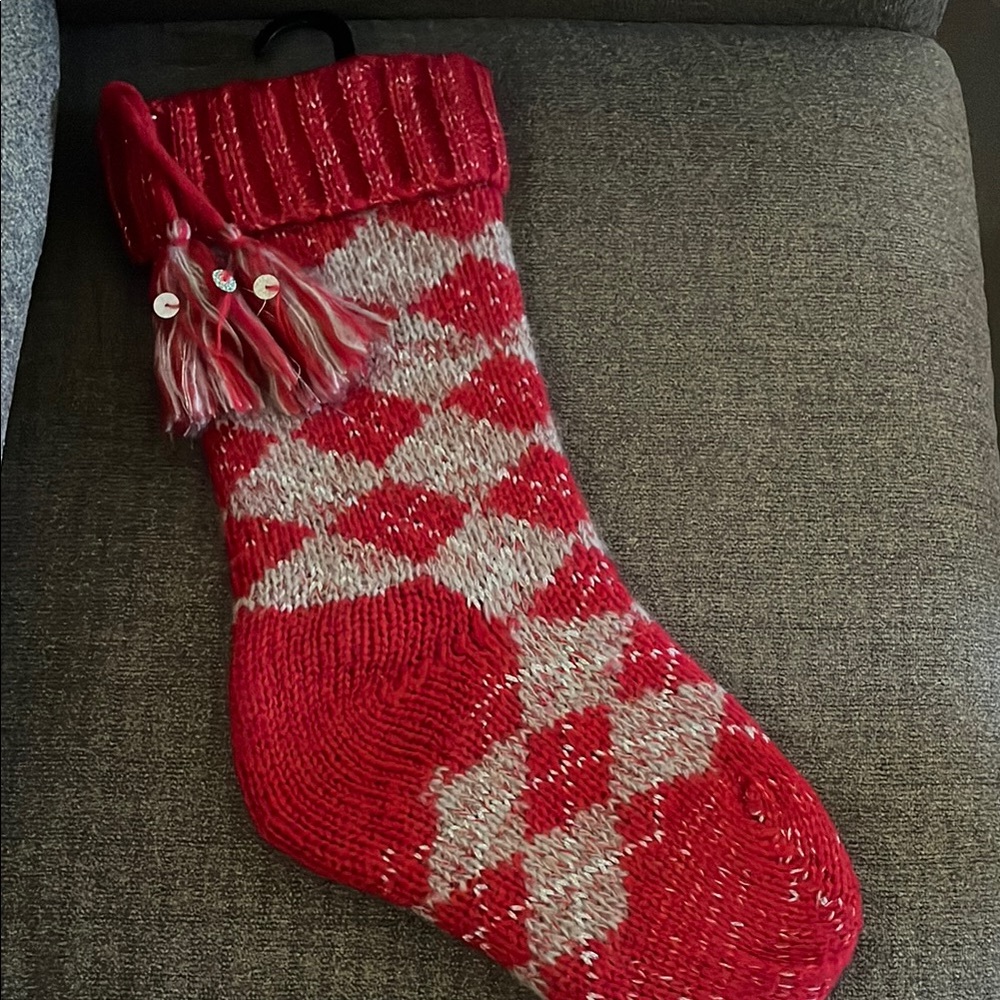 Red and White Holiday Stocking